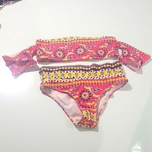 Shein Pink & Blue 2-Piece Bikini Sz S